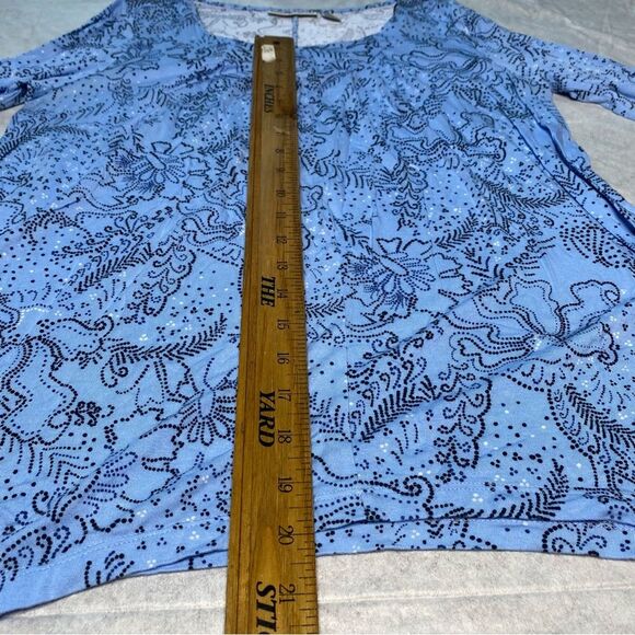 Dana Buchman Blouse Asymmetrical 3/4 Sleeve Ocean Theme 90s Y2K Womens S Blue - Picture 5 of 8